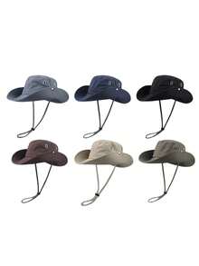 1/2 Peças Chapéu Balde com Cordão de Estilo Japonês de Secagem Rápida, Chapéu de Proteção Solar de Verão para Mulheres, Chapéu de Sombreamento Externo, Boné de Secagem Rápida e Respirável, Chapéu Balde de Cor Sólida com Cordão, Chapéu de Sol Esportivo Leve e da Moda para Uso Casual Externo, Adequado para Todas as Idades, Proteção Solar de Verão, Adequado para Atividades Externas como Caminhada - Amarelo - Visão 4