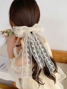 1个超可爱森林蕾丝双蝴蝶结发夹 - 米色 - 查看 5