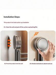 1pc Rotating Hook, Vacuum Suction Cup Hanger, For Dorm, Bedroom, Behind Door, Kitchen, Bathroom, Towel, Umbrella, Key Hook - Multicolor - View 3