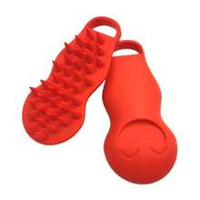 头皮清洁梳，硅胶齿按摩洗发刷，深层清洁，女士 - 紅色 - 查看 9