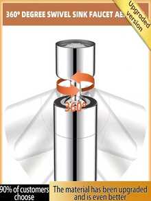 1pc Silver Kitchen/Bathroom Faucet With 360° Splash-Proof Basin Function, Dual Water Flow Modes, Extension Attachment, Foam Sprayer Head, And Rotatable Extension - Multicolor - View 3