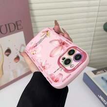 1个粉色百合花图案硅胶手机壳，带腕带，兼容 17/17 AIR/17 PROMAX/17 PRO/16/7/8/11/12/13/14/15/X/XR/Xs/Plus/Pro/Pro Max/SE2/16E - 粉色 - 查看 9