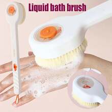 1 cái bàn chải tắm có thể nạp lại dung dịch, vòi xịt đẩy kéo, lông bàn chải nylon, cán dài, dụng cụ chà lưng, tẩy tế bào chết. - nhiều màu - Xem 3