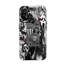 Collage estético en blanco y negro de Ghostface Monsterfunda de teléfono Fundas compatibles con ,Apple,VIVO,OPPO,,, y Honor.Fabricadas en silicona TPU,ofrecen protección contra golpes y caídas. - Negro - Ver 2