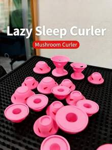 1个/10个粉色硅胶卷发器，专为无热造型设计，小巧便携，易于使用，可打造自然波浪和刘海，适合短发至中长发，是居家和旅行的理想之选。 - 矽膠捲髮 - 查看 6