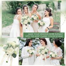1 Bunch Ivory White Artificial Rose Bouquet, Suitable For Wedding, Proposal, Party, Church And Other Occasions - Multicolor - View 2
