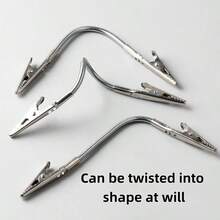 2pcs Multi-Functional Dual-Head Crocodile Clips, Mosquito Coil Clips, Memo Clips, Product Label Clips, Note Clips, Photo Clips, Business Card Clips, Etc., Suitable For Home, Shop, Company, Outdoor And Multiple Scenarios, Brand New Improved Stainless Steel Material, Strong And Durable, Strong Toughness, Can Be Freely Bent And Rotated. - A - View 7