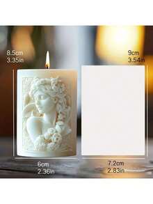 Molde de silicona con diseño de relieve floral elegante, adecuado para velas y jabones DIY, decoración casera hecha a mano, molde decorativo elegante - Cilindro - Ver 2