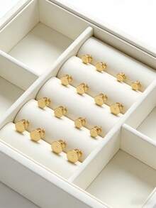 20pcs Gold Stainless Steel Flat Earring Studs Set, Stainless Steel Earring Backs, DIY Earrings, Hypoallergenic - Yellow Gold - View 6
