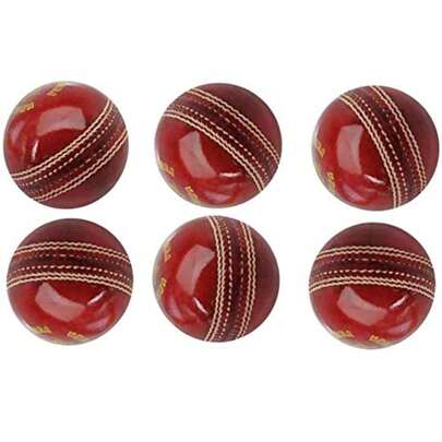 Best Sell-® Red Cricket Ball Red Color Leather Cricket Balls For Practice A Grade Handstitched Senior Official Hard And Seasoned No Stamp For Indoor And Outdoor Practice And Training Cricket Ball