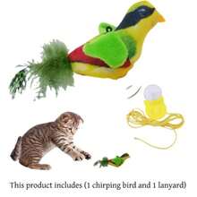 Juguete interactivo para gatos - Sonido de trino realista, plumas artificiales, vara con plumas suaves, diseño hecho a mano, diversión de juego y caza solo, adecuado para todos gatos - Multicolor - Ver 4