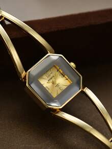 Golden Square Women's Quartz Watch Is Fashionable Exquisite And Elegant Suitable For Daily Wear Gifts Casual Gatherings - Gold - View 3