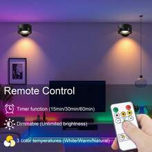4/2/1pc LED Wall Lamp, 360°Rotation Dimmable Cordless Wall Light With 3 Color Temps, LED Wall Mounted Lights With 1200mAh Rechargeable, Dimmable And Timer, Touch And Remote Control, Wall Decor Light For Art Display, Frame And Bedroom Lighting - Wall Lamp - View 3