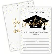 2026届毕业派对邀请函 - 2026届毕业邀请函，闪亮星星可填写邀请卡，适用于高中和大学毕业派对庆祝活动 - A - 查看 2