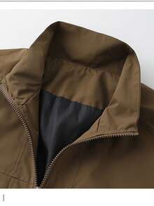 男士春季休闲翻领夹克 - 棕色 - 查看 6