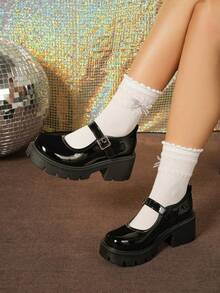 Black Mary Jane High Heels, Women's Summer 2026 New Style Simple And Versatile Oxfords With Thick Soles,Can Attend Music Festivals, Queue Up, And Go To Comic Exhibitions.Zapatos De Mujer,Sandalias De Tacón,Platform Sandals For Women - 黑色 - 查看 6