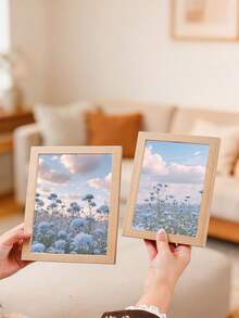 1pc Composite Wood Photo Frame, Minimalist Ins Style 5/6/7/8 Inch Desktop Display Frame, Suitable For Office And Home Decor - Multicolor - View 3