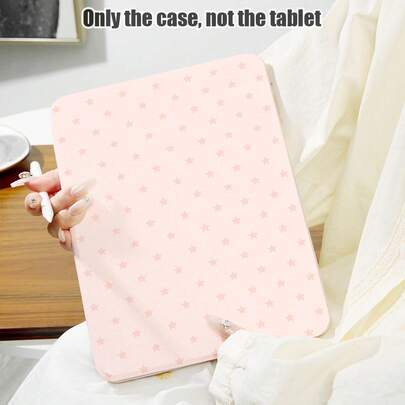 1 tấm lót bàn bằng da PU màu hồng họa tiết ngôi sao, có chân đế xoay 360°, khe cắm bút tích hợp, chức năng tự động tắt/mở màn hình, thích hợp làm quà tặng cho mùa tựu trường, ngày Valentine và các dịp lễ khác.