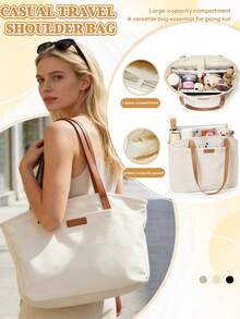 Sac fourre-tout pour étudiantes, sac pour ordinateur pour les cours, sac de navetteur, sac à main grande capacité multi-couches, sac messager pour ordinateur portable, sac de voyage, sac de bagage à main grande capacité, sac de rangement pour vêtements, sac d'embarquement pour hommes, sac de courte distance pour le moment, sac de voyage polyvalent pour week-end pour hommes et femmes en déplacement professionnel, nouveau sac de voyage, sac de rangement léger de fitness pour courte distance. - Multicolore - Voir 10