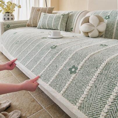 1pc Floral Chenille Sofa Cover, Pet-Friendly Durable Decor For Wedding, Holiday, Patio, Living Room, Bedroom, Fits 1/2/3/4 Seater Sofa With Armrests & Backrest