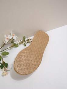 女士新款夏季流苏编织单带凉鞋，EVA材质轻便舒适假日沙滩拖鞋 - 米色 - 查看 7