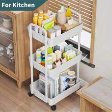 1pc 2/3/4/5-Tier Rolling Storage Cart , Plastic Material, Multipurpose For Office, Kitchen, Bathroom And Bedroom Organization Outdoor Decor - Car Storage Rack/Black - View 2