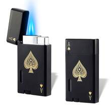 2 Pack Double Jet Flame Butane Torch Lighter, Classic Pocket Ace Candle Lighter, Adjustable And Refillable Windproof Lighter, Sold Without Gas. - Black - View 1