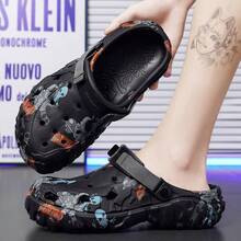 Sandalias de hombre con camuflaje, transpirables y antideslizantes de EVA con correas ajustables, cómodas para actividades casuales al aire libre en primavera, verano y otoño - Negro - Ver 3
