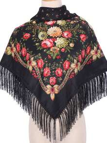 43.3 英寸（110 厘米）印花休闲披肩围巾 女士头巾 方形头巾 穆斯林头巾 传统披肩 四季皆宜 - 彩色 - 查看 1