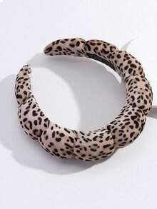 Leopard Print Headband, Cloud-Shaped Braided Sponge, Fashionable Women's And Girls' Hair Accessories, Cloud-Feel Face Wash, Bath And Makeup Fixing Headband - 彩色 - 查看 3
