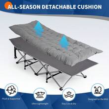 Portable Folding Camping Cot Bed With Soft Pad For Adults Sleeping In/Outdoor - As Pic - View 4