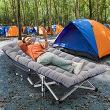 Oversized XXL Adults Folding Sleeping Cot Guest Bed Portable Cots Camping W/ Mat - As Pic - View 6