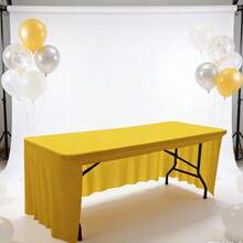1 件装长方形弹力桌布，弹力桌裙，涤纶氨纶材质 - 黃色 - 查看 6