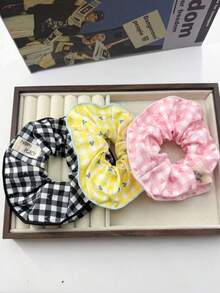 Bộ 1/5 chiếc dây buộc tóc in họa tiết kẻ caro, kiểu Hàn Quốc, co giãn, có thẻ vải dễ thương, mềm mại và thoáng khí, không làm hư tóc, có các màu đen/đỏ/xanh dương/vàng/hồng, phù hợp cho sử dụng hàng ngày, đi học, hoạt động ngoài trời, phụ kiện buộc tóc đuôi ngựa, phụ kiện làm đẹp tóc tại nhà. - Nhiều màu - Xem 28