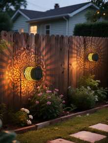 1/2PCS Solar Mandala Wall Lighting, Waterproof Outdoor Projection Night Light Auto On/Off, Aesthetic Lamp With LED Bulbs For Garden Fence Patio Wall Yard Pathway, Boho Garden Lights Gift Home And Outdoor Wall Art Decor - 多色 - 查看 6