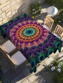 1pc Vintage Mandala Tablecloth, Retro Abstract Floral Print Tablecloth, Bohemian Style Waterproof Tabletop Cloth, Perfect Gift For Outdoor, Party, Wedding, Dinner, Patio Gathering, Kitchen Textile, Holiday Occasions - A - View 11