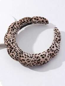 Leopard Print Headband, Cloud-Shaped Braided Sponge, Fashionable Women's And Girls' Hair Accessories, Cloud-Feel Face Wash, Bath And Makeup Fixing Headband - 彩色 - 查看 8