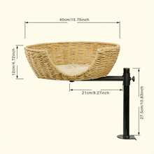 Tabletop Cat Nest & Scratching Post Combo, Paper Rope Woven Like Rattan, Space-Saving Cat Companion, Suitable For All Seasons. Christmas, Halloween, Thanksgiving Gift! - Khaki - View 2