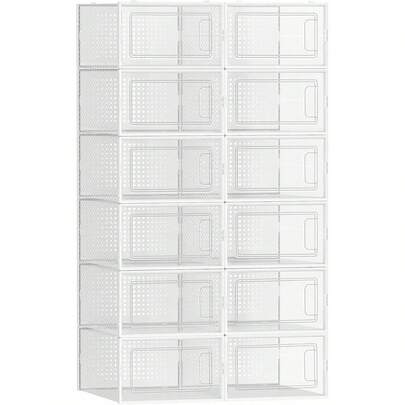 Cajas de zapatos transparentes apilables con combinación de 12 compartimentos.