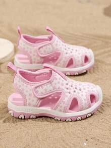 婴儿超轻防滑耐磨软底沙滩魔术贴运动校园凉鞋 - 粉色 - 查看 4