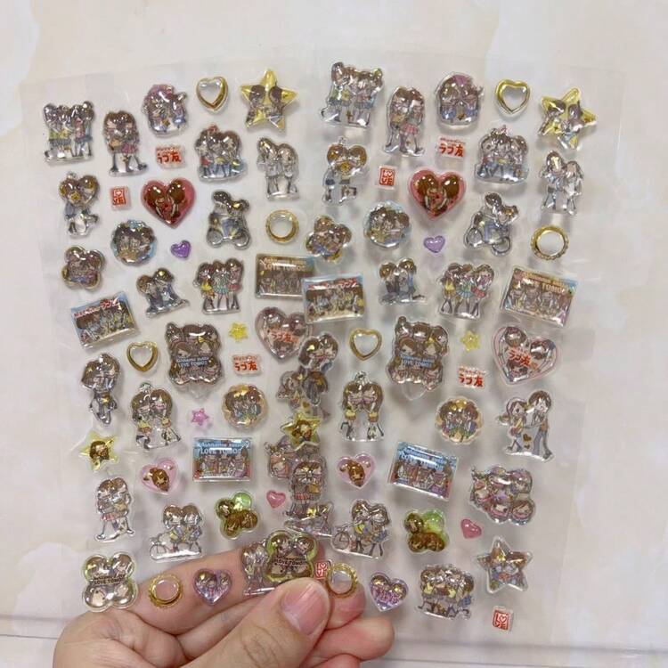 Nhãn dán pha lê dập nổi 3D, thiết kế bé gái hoạt hình dễ thương, nhãn dán trang trí cho sổ lưu niệm, ghi chú. - Nhiều màu - Xem 3