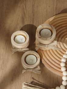 1/3pcs Wooden Tea Candle Holder, Wooden Incense Candle Holder, Suitable For Wedding Birthday Centerpiece Decor, Tabletop Planter, Rustic Style Centerpiece Home Decor (Candles Not Included), Graduation Gift - A - View 9