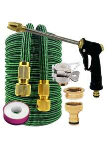 优质可伸缩花园水管 - 高压可伸缩浇水软管，带喷嘴，适用于洗车和园艺 - 耐用TPE内管，欧标和美标适配器，通用接头 - B - 查看 13