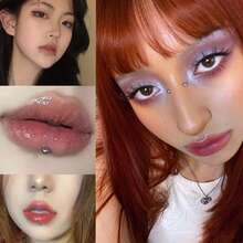 825 piezas (3~6mm) Falsos pendientes para labios/nariz/cejas, pegatinas de maquillaje, herramientas de belleza estilo emo, gemas faciales DIY - Plateado - Ver 5