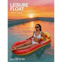 1pc Inflatable Backrest Lounger, Adult Summer Swimming Pool And Beach Floating Raft, Party Use, Perfect Summer Gift, Swimming Pool Floating Lounger, Pool Inflatable, Beach Essentials, Pool Float - Multicolor - View 4