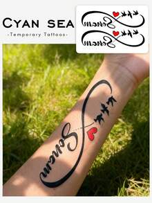 1pc Waterproof, Sweat-Proof, Non-Reflective Temporary Tattoo Sticker, PVC Material, Featuring Endless Love Bird Design, Fashionable & Cool, Suitable For Personal Daily Use, Lasts 3-5 Days - Multicolor - View 1