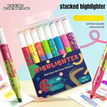 8pcs Double-Headed Dual-Color Fluorescent Pens, Student Drawing Dual-Color Highlighter Pens, Fluorescent Overlapping Color Marker Pens - 8 Colors - View 10