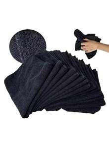 1/5 piezas Toalla de pelo de microfibra negra, toalla de salón, toalla absorbente suave para secar el cabello, adecuada para gimnasio, baño, spa y cuidado de belleza en el hogar - Negro - Ver 5