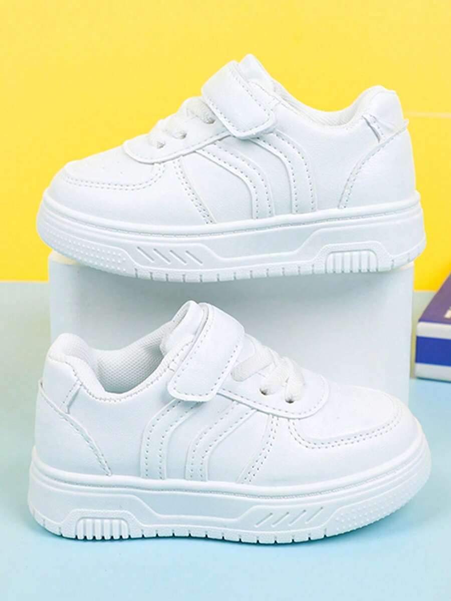 1双儿童休闲运动鞋,秋季新款女童软底鞋,幼儿时尚百搭魔术贴防滑平底鞋,女童日常户外运动鞋 - 白色 - 查看 1