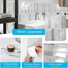 1/10 miếng dán tường tự dính họa tiết gạch xanh, giấy dán tường dạng gạch có thể tháo rời, chống thấm nước, thích hợp cho phòng khách, bếp, phòng tắm, phong cách Scandinavia. - A - Xem 12